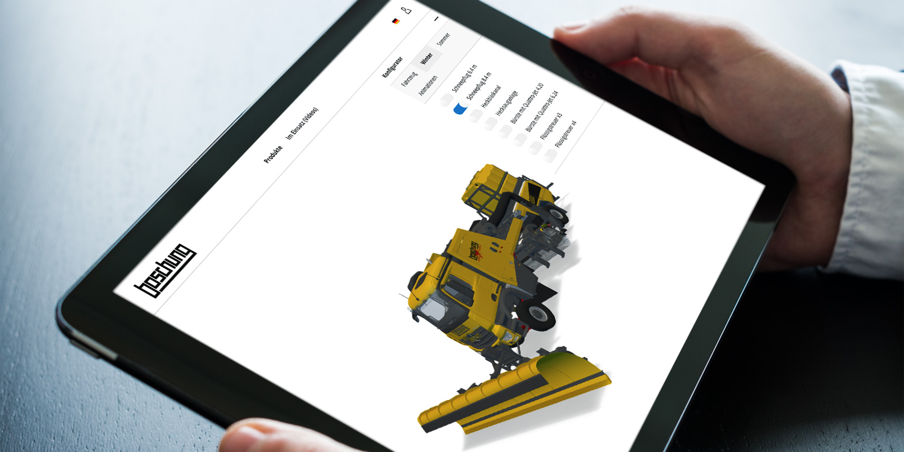 Boschung Jetbroom 3D-Sales-Tool auf iPad