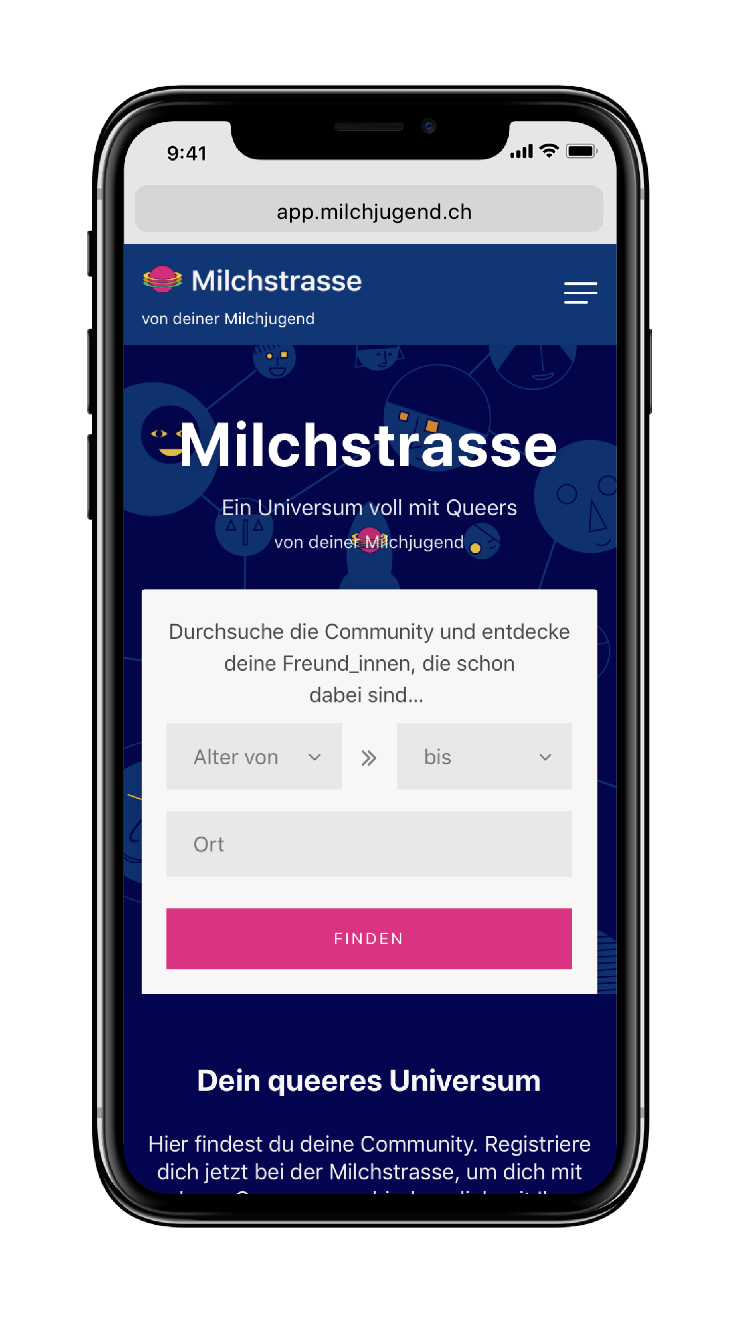 Milchstrasse Queer Community App Landing Page