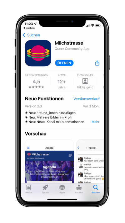 Mobile-Screenshot-Milchstrasse-Queer-Community-App-im-iOS-App-Store