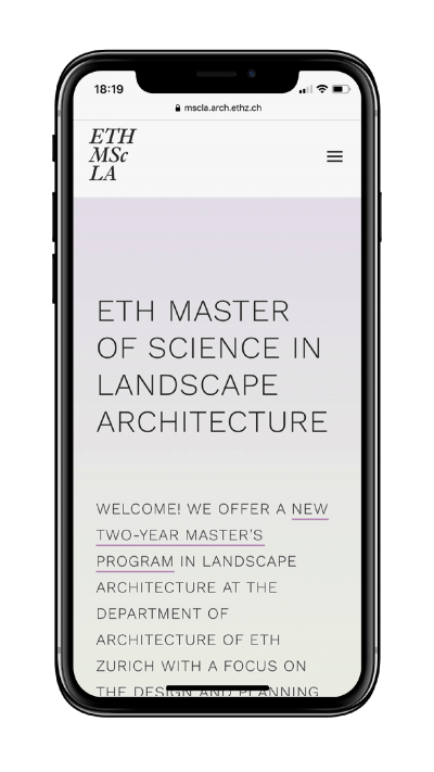 ETH Master of Science in Landscape Architecture Website Mobil-Version
