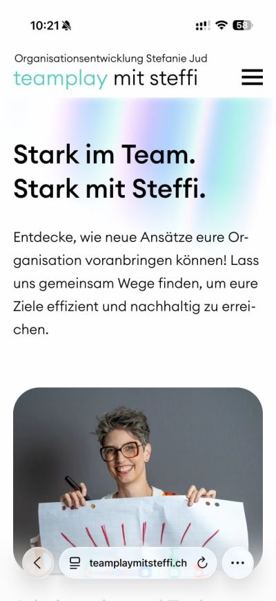 Screenshot of the mobile version of teamplaymitsteffi.ch